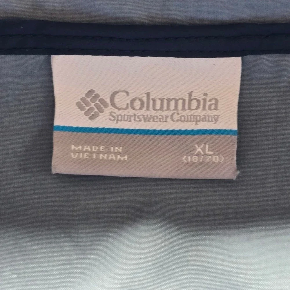 Columbia‎ Windbreaker Jacket Kids XL 18/20 Blue Navy Gorpcore Outdoorsy Raincoat